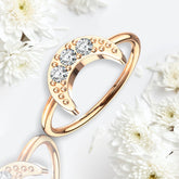 Rose Gold Dainty Crescent Moon with Clear Stones Bendable Hoop for Nose Cartilage Tragus Piercings.